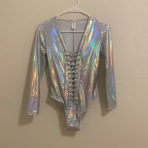 Iridescent long sleeve bodysuit!